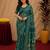  teal chanderi cotton blend printed work 1 minute ready to wear saree with unstitched blouse piece