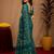  teal chanderi cotton blend printed work 1 minute ready to wear saree with unstitched blouse piece