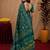  teal chanderi cotton blend printed work 1 minute ready to wear saree with unstitched blouse piece
