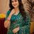  teal chanderi cotton blend printed work 1 minute ready to wear saree with unstitched blouse piece