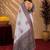  white grey chanderi cotton blend printed 1 minute ready to wear saree with unstitched blouse piece