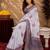  white grey chanderi cotton blend printed 1 minute ready to wear saree with unstitched blouse piece