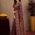   wine chanderi cotton blend printed work 1 minute ready to wear saree with unstitched blouse piece