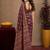   wine chanderi cotton blend printed work 1 minute ready to wear saree with unstitched blouse piece