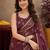   wine chanderi cotton blend printed work 1 minute ready to wear saree with unstitched blouse piece