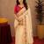  off white pink chanderi cotton blend printed  1 minute ready to wear saree with unstitched blouse piece