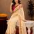  off white pink chanderi cotton blend printed  1 minute ready to wear saree with unstitched blouse piece