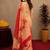  red cream chanderi cotton blend printed 1 minute ready to wear saree with unstitched blouse piece