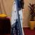  white blue chanderi cotton blend printed  1 minute ready to wear saree with unstitched blouse piece