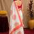  white pink chanderi cotton blend printed  1 minute ready to wear saree with unstitched blouse piece