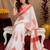 white pink chanderi cotton blend printed  1 minute ready to wear saree with unstitched blouse piece