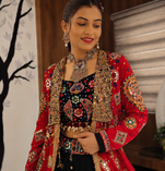 Black Mirror Work With Dori and Latkan attached Cotton Lahenga Choli Set