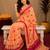  peach pink chanderi cotton blend printed   1 minute ready to wear saree with unstitched blouse piece