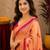  peach pink chanderi cotton blend printed   1 minute ready to wear saree with unstitched blouse piece