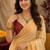  off white maroon chanderi cotton blend printed   1 minute ready to wear saree with unstitched blouse piece