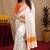  white orange chanderi cotton blend printed  1 minute ready to wear saree with unstitched blouse piece