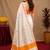 white orange chanderi cotton blend printed  1 minute ready to wear saree with unstitched blouse piece