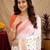  white orange chanderi cotton blend printed  1 minute ready to wear saree with unstitched blouse piece