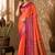 Sangam prints coral orange soft silk blend woven work traditional saree