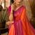 Sangam prints coral orange soft silk blend woven work traditional saree