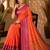 Sangam prints coral orange soft silk blend woven work traditional saree