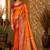 Sangam prints bright orange soft silk blend woven work traditional saree