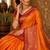 Sangam prints bright orange soft silk blend woven work traditional saree