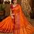 Sangam prints bright orange soft silk blend woven work traditional saree