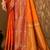 Sangam prints bright orange soft silk blend woven work traditional saree
