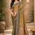 Sangam prints olive gold soft silk blend woven work traditional saree