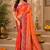 Sangam prints coral orange soft silk blend woven work traditional saree
