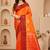 Sangam prints bright orange soft silk blend woven work traditional saree