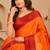 Sangam prints bright orange soft silk blend woven work traditional saree