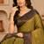 Sangam prints olive green soft silk blend woven work traditional saree