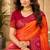 Sangam prints coral orange soft silk blend woven work traditional saree