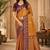 Sangam prints antique gold soft silk blend woven work traditional saree