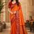 Sangam prints bright orange soft silk blend woven work traditional saree