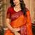 Sangam prints bright orange soft silk blend woven work traditional saree