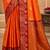 Sangam prints bright orange soft silk blend woven work traditional saree