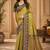 Sangam prints olive green soft silk blend woven work traditional saree