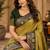 Sangam prints olive green soft silk blend woven work traditional saree