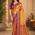 Sangam prints mustard gold soft silk blend woven work traditional saree