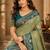 Sangam prints pastel pistachio green soft silk blend woven work traditional saree