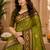 Sangam prints mehandi green soft silk blend woven work traditional saree
