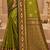 Sangam prints mehandi green soft silk blend woven work traditional saree