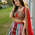 Red Mirror With Lampi Lace Borders & Fancy Lace Lines Cotton Lahenga Choli Set