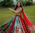 Red Mirror With Lampi Lace Borders & Fancy Lace Lines Cotton Lahenga Choli Set