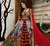 Red Mirror With Lampi Lace Borders & Fancy Lace Lines Cotton Lahenga Choli Set