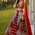 Red Mirror With Lampi Lace Borders & Fancy Lace Lines Cotton Lahenga Choli Set