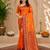 Sangam prints bright orange soft silk blend woven work traditional saree